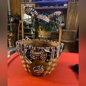 Longaberger patriotic garter, tie on, handle tie.